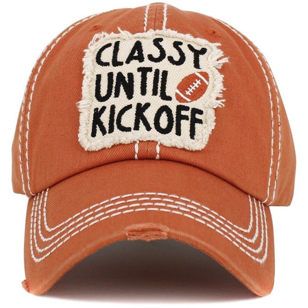 Classy Until Kickoff Hat Ballcap Orange Football Game Day